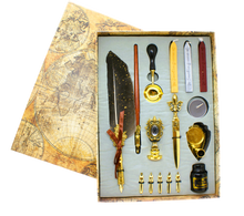 Ladda upp bild till gallerivisning, Fjäderpenna / Kalligrafipenna - Set i vacker box med rosett