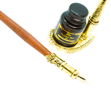 Ladda upp bild till gallerivisning, Fjäderpenna / Kalligrafipenna - Set i vacker box med rosett