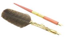 Ladda upp bild till gallerivisning, Fjäderpenna / Kalligrafipenna i box - Guld