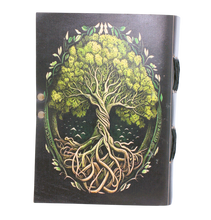 Ladda upp bild till gallerivisning, Handgjord läderbok med Livets Träd / Yggdrasil