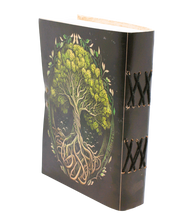 Ladda upp bild till gallerivisning, Handgjord läderbok med Livets Träd / Yggdrasil
