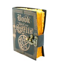 Ladda upp bild till gallerivisning, Handgjord Läderbok - Book of Spells - Svart