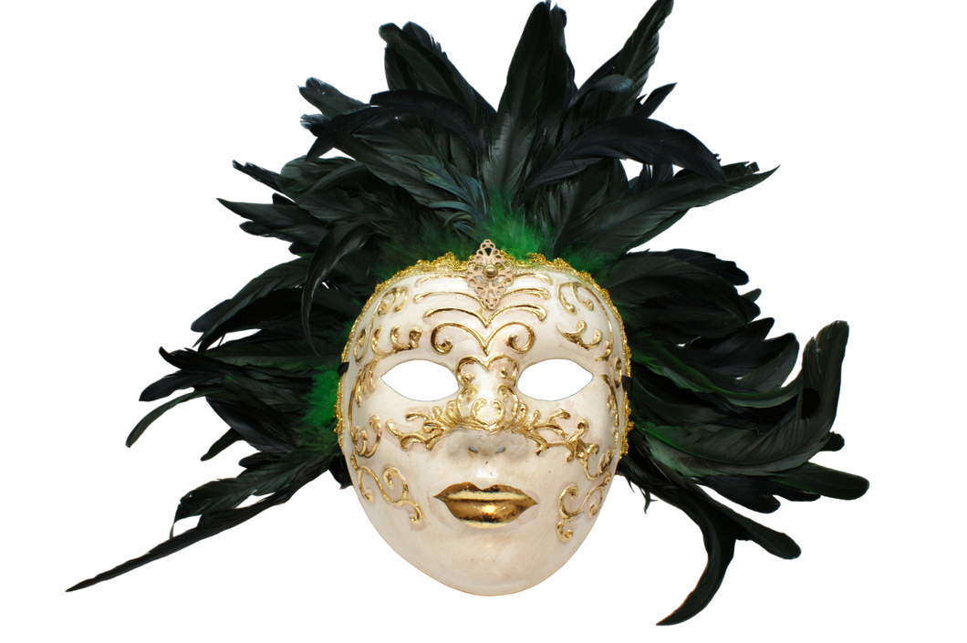 Ansiktsmask med fjädrar