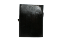 Ladda upp bild till gallerivisning, Handgjord svart läderbok med sten
