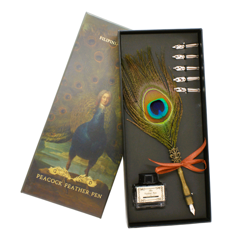 Kalligrafipenna / Fjäderpenna - Peacock Feather Pen