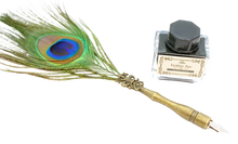 Ladda upp bild till gallerivisning, Kalligrafipenna / Fjäderpenna - Peacock Feather Pen
