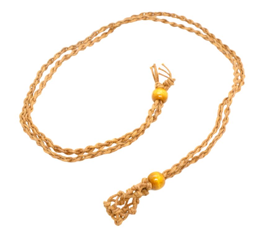 Makramé Halsband med stenpåse - Ljusbrun