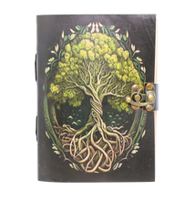 Ladda upp bild till gallerivisning, Handgjord läderbok med Livets Träd / Yggdrasil
