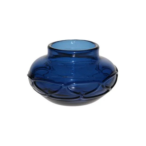 Trådornerad blå skål -Squat Jar