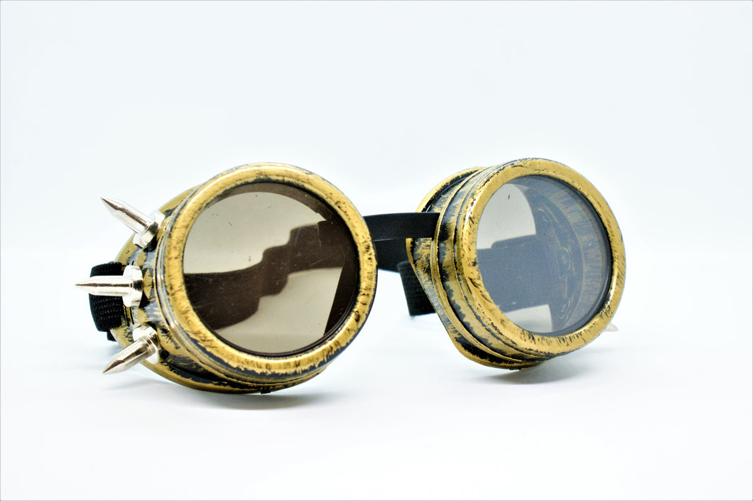 Steampunk Goggles Borstat Guld/Taggar