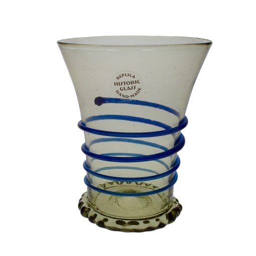 Glas med blå tråddekor